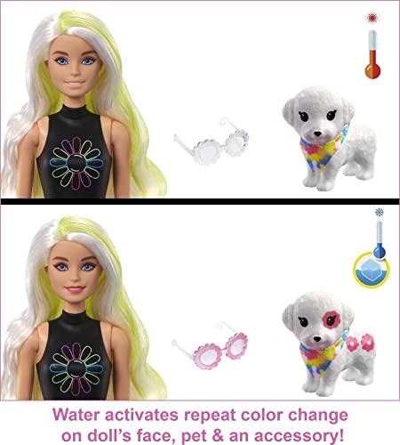 Barbie Color Reveal Set de regalo Serie Neon Tie-Dye Flor Muñeca que revela sus colores al pelar su capa teñida, con 25 accesorios sorpresa, mascota y plastilina, juguete +3 años (Mattel HCD26) 3 Barbie Color Reveal Set de regalo Serie Neon Tie-Dye Flor Muñeca que revela sus colores al pelar su capa teñida, con 25 accesorios sorpresa, mascota y plastilina, juguete +3 años (Mattel HCD26)