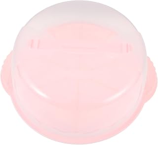 Homoyoyo Portable 8-inch Pink Cake Carrier Box with Handle Airtight Sealing Cake Storage Container Multi-function Bakery Packing Holder for Birthday and Dessert Transport