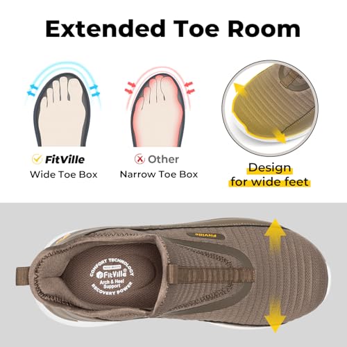 Image of FitVille Men's Extra Wide Slip on Walking Shoes with Arch Support Men Slip on Sneakers for Foot Pain Relief-Stepease V2