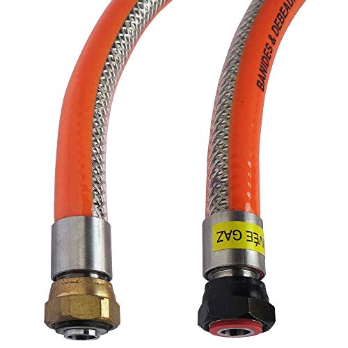 Somatherm B607-20 Stainless Steel Hose Butane/Propane 2.00 m (Unlimited Time), Grey, Gray, 2 meters - Image 2