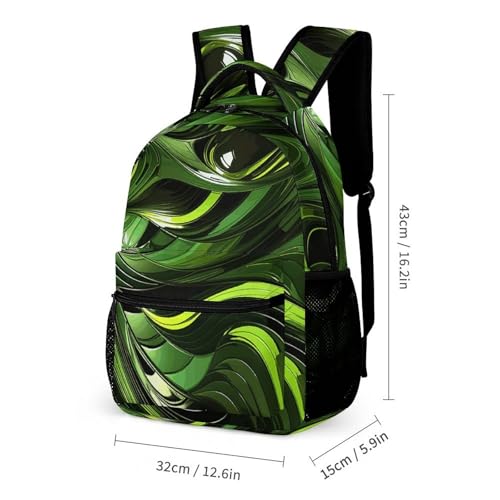 Abstract Green Snake Backpack Set Lightweight Bag Lunch Box Pencil Bags for Women Men Bookbags 3 in 12