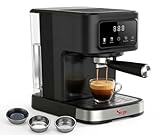 Sirge Macchina Caffè Espresso 20 Bar Digitale 3 Filtri | Cappuccino, Cialde ESE44 e Macinato, Display AutoStop