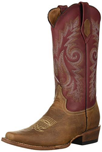 Ferrini Men's Roughrider Western Boot, dist. Brown 1, 9.5