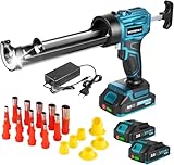 Elektrische Kartuschenpresse Akku, Upgrade Akku-Kartuschenpistole Elektrische Silikonpistole mit Stufenlose Geschwindigkeitsregulierung, LED-Licht für 300ml-Kartuschen, für Abdichten, Spachteln