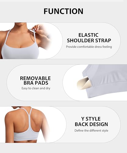 Image of MIRITY Padded Y-Back Sports Bra for Women - Racerback Low ImpactYoga Workout Top with Spaghetti Strap Pack of 3