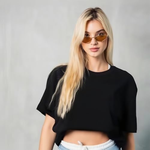 ADE WU Retro Metal Geometric Sunglasses for Women Fashion 90s Chic Cute Small Lightweight Irregular Sun Glasses2