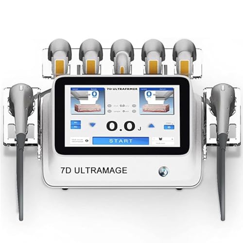 YANDDEA Dispositivo HIFU 7D para Adelgazamiento Corporal sin Dolor, Lifting Facial, Lifting Facial y de Cuello, antiedad, eliminación de Arrugas, Belleza de la Piel con 7 Cartuchos de 20.000 Disparos