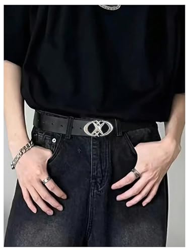 COZYEASE Men's Star Metal Buckle Belt Y2k Leather Waist Belt Fashion Punk Belt for Jeans4