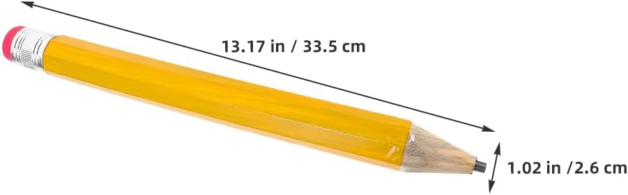 Garneck 2pcs 13.3'' Wooden Giant Pencil Large Yellow Pencil with Eraser Fun Novelty Gifts for Kids School Kindergarten Home Office Prop Halloween Supplies