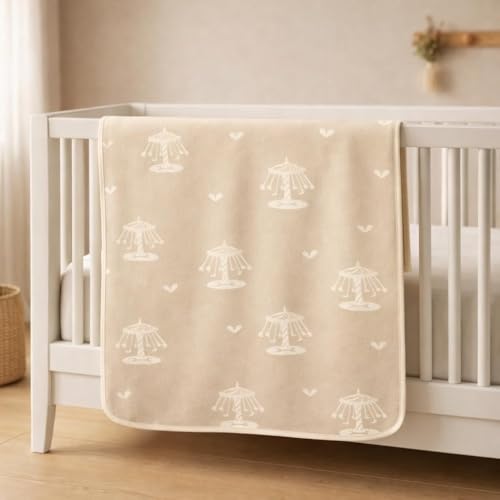 Image of 100% Cotton 6-Layer Muslin Baby Blanket | Super Soft, Breathable & All Seasons Multipurpose Blanket for Babies (Caraousel - Camel)