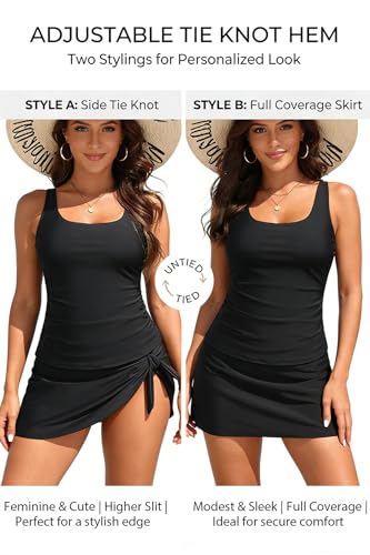 Image of Aqua Eve Women Tankini with Skirt - Tummy Control Swimsuit Two Piece Bathing Suit Ruffle Swimwear Ladies Swim Suit