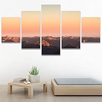 SIGNWIN 5 Panel Canvas Wall Art Mountain Skyline for Home Decorations Ready to Hang - 60