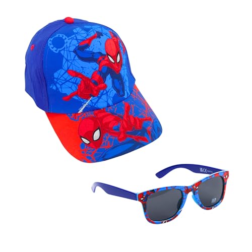 Marvel Spiderman Baseball Cap und Sonnenbrille für Jungen, UV-Schutz Sonnenbrille, Sommer Kinder Baseball Cap