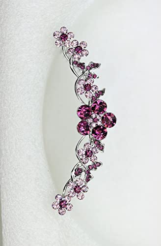 Peine floral con cristales rhinestone color púrpura miniatura 2