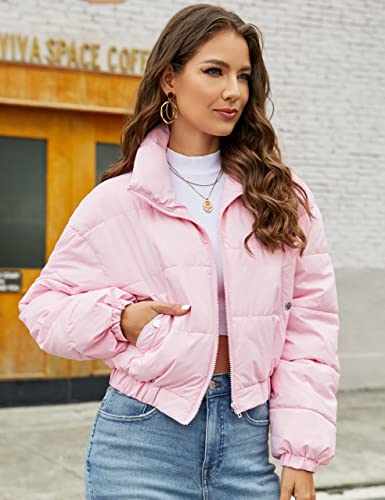 Flygo Cropped Puffer Jacket Women 2025 Winter Warm Zip Up Padded Short Quilted Jackets Down Coat2