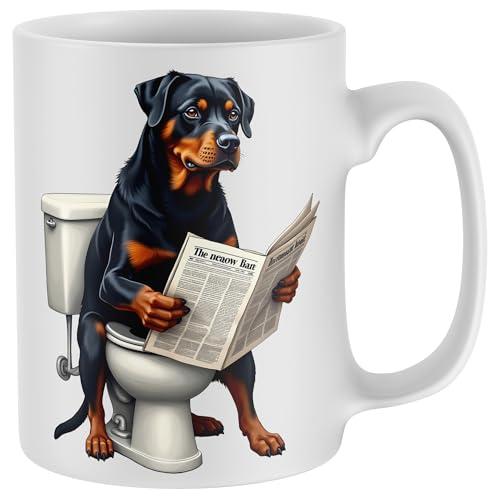 Purple Print House Funny Rottweiler Toilet Mug Men Women Bathroom Humour Tea Coffee Cup Gift For Canine Owners