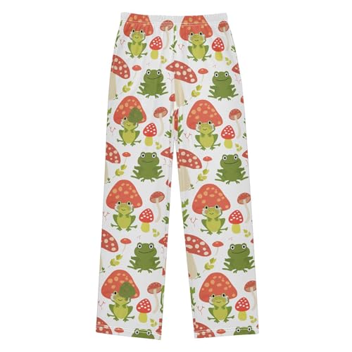 ZZXXB Frog with Mushroom Boys Long Pants Soft Trousers Elastic Waist Kids Lounge Bottoms with Pockets S-XL