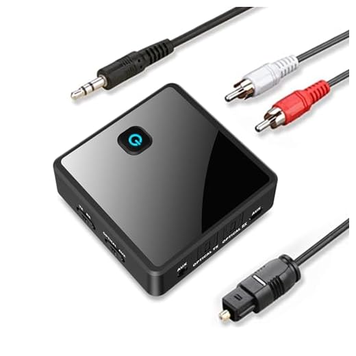 Isobel Bluetooth 5.0 Transmitter Receiver (Optical, 3.5mm AUX, RCA) , Low Latency Wireless Audio Adapter Rechargeable Bluetooth AUX Adapter for TV PC Car / Home Stereo System Speakers, Dual Link