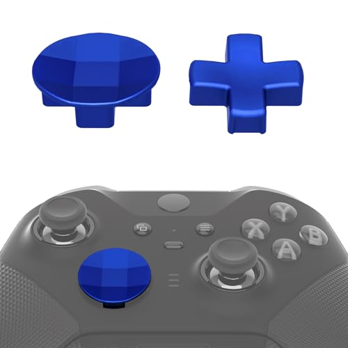 Image of eXtremeRate 2Pcs Metallic Blue Magnetic Stainless Steel D-Pads for Xbox Elite 1 /2 Controller, Replacement Directional Pad Button Kits for Xbox One Elite & Xbox One Elite Series 2 Controller