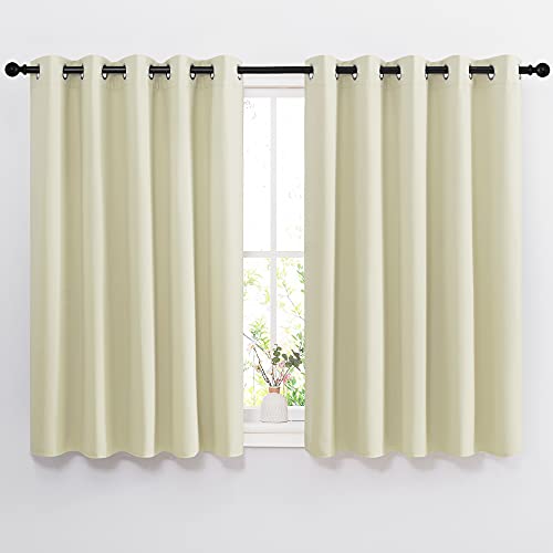 NICETOWN Room Darkening Curtains and Drapes for Bedroom - Grommet Energy Saving Thermal Insulated Light Blocking Window Treatments for Kitchen (Beige,
