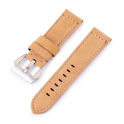 jfhffj 11コロアワニ光沢のあるマット純正レザーウォッチバンド20mm 22mm 24mm 26mmの交換用ウォッチストラップ牛革レザーリストバンド(Matte Beige,20mm)