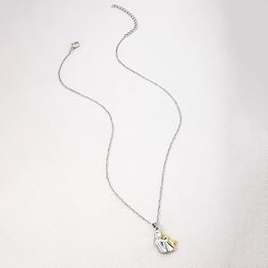 Art Attack Two Tone Dainty I Love My Dog Chain Necklace, Forever In My Heart Pet Lover Puppy Mom Rescue Charm Pendant (Silver & Gold)