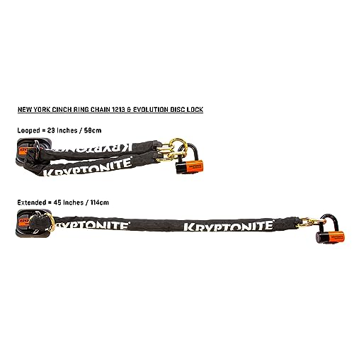 Kryptonite New York Cinch Ring Security Chain (12Mm X 130Cm) Withevs4 Disc 14Mm Shackle #TOP2