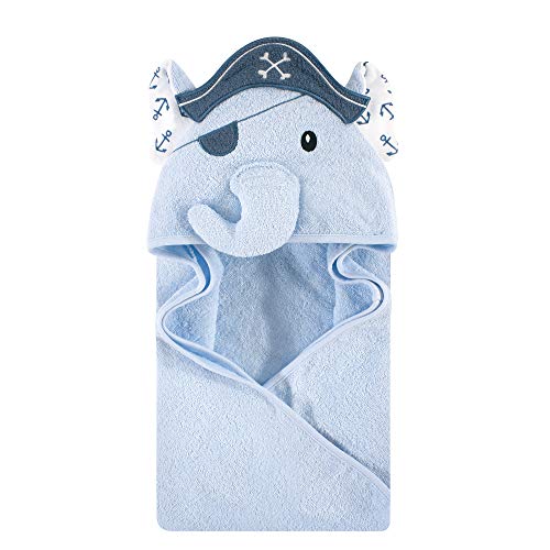 Image of Hudson Baby Unisex Baby Cotton Animal Face Hooded Towel, Pirate Elephant, One Size