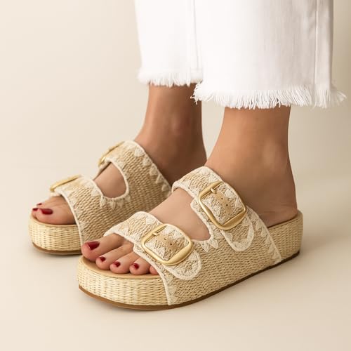 CUSHIONAIRE Panama Sandals for Women 2025 – Slip-On Casual, Lightweight Summer Slides - Platform Sandals Women Beach Footwear3
