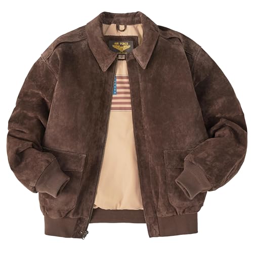Landing Leathers Men Air Force A-2 Suede Leather Flight Bomber