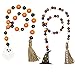 2 Pack Halloween Wood Bead Garland - Length 43inches, Prayer Bead Wall Hanging Decor with Witch Hat, Wood Beads Natural Fall String Hanging Decor