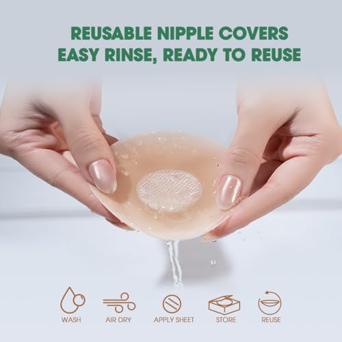 Image of Nipple Covers For Women - Paper-Thin Nipple Covers 0.02 inch Edge With Case, Reusable Silicone Nipple Covers For Braless