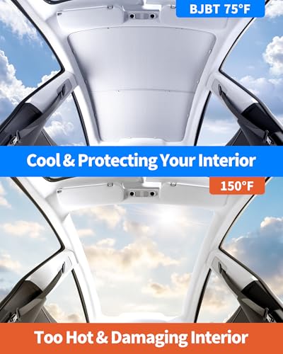 Image of Roof Sunshade for 2026 Tesla Model Y Juniper, No Sagging Glass Roof Sun Shade with Heat Insulation UV Protection, Custom Fit Sunroof Accessories for New Model Y 2025-2026, Light Filtering
