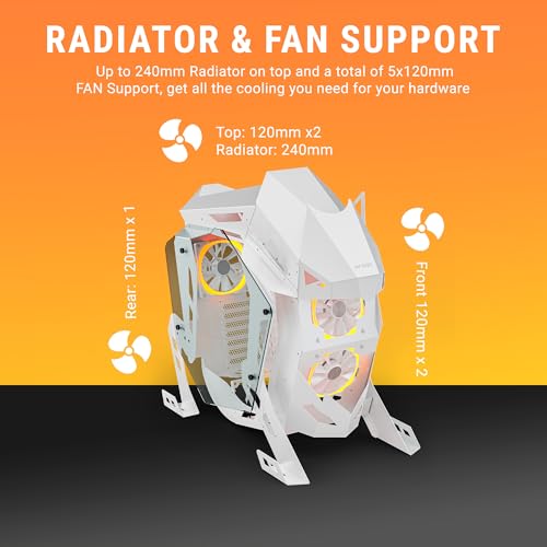 Image of Ant Esports Cypher G5 Mid-Tower ATX Computer Case /Gaming Cabinet - White | Support, Micro-ATX, Mini-ITX | Pre-Installed 5 ARGB-PWM Remote Controlled Fans