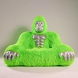 Piamif Gorilla Inflatable Luxury Sofa 6.56ft Height King Kong Inflatable Sofa Furry Plush Orangutan Furniture for Lounging, Gaming, or Movie Nights (Green)