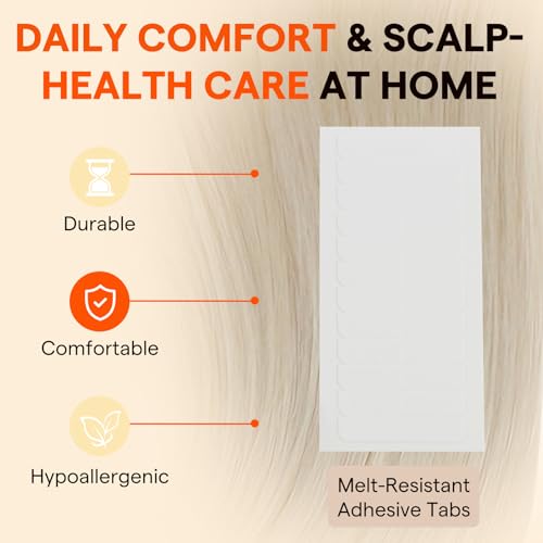 Image of Full Shine Double Sided Replacement Tape, White, 0.8cm*4cm 36PCS | Double Sided No-Residue Tape for Weft Extensions, Strong Waterproof Hold for Daily Use, Seamless Install