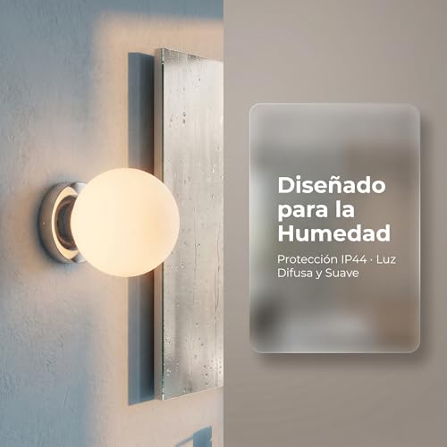 Aplique de pared bola cristal AVA E27 IP44 iluminación interior baño 4
