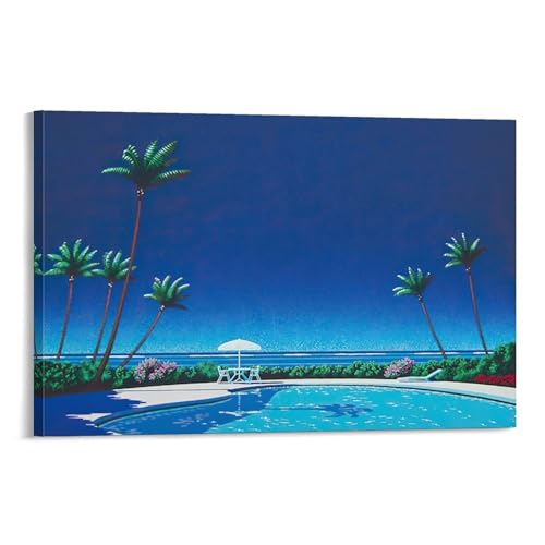 永井博 アートポスター ウォールアート キャンバス 印刷 画像 ポスター 壁の絵 壁掛け 壁飾り 誕生日ギフト ホーム装飾12x18inch(30x45cm)