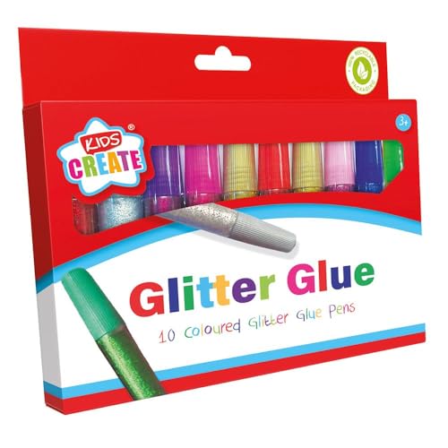 Pack 10 Colour Glitter Sparkly Glue Pens Cards Scrapbook