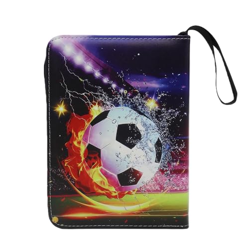 Image of Card Binder - 400 Capacity, Zippered Trading Card Holder for MTG, Sports & Collectible Cards - Acid-Free, Durable & Travel-Friendly Storage (Red Football, 4 Pocket)