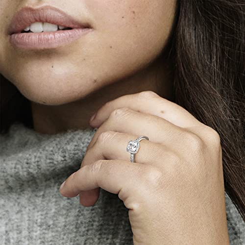 Pandora Jewelry Square Cubic Zirconia Ring In Sterling Silver, Size 7.5, No Box #TOP7