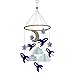 Baby Crib Mobile by Baby Sanda - Spaceships, Stars, Clouds and Moon - Navy Blue, Gray, White and Tan