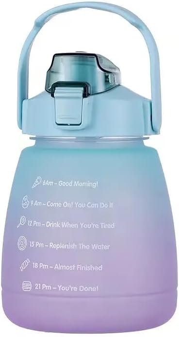 Miniatura 2 de Lindas botellas de agua de 1.3L con pajilla, botella deportiva portátil de plástico de gran capacidad para ciclismo al aire libre, correr, acampar,