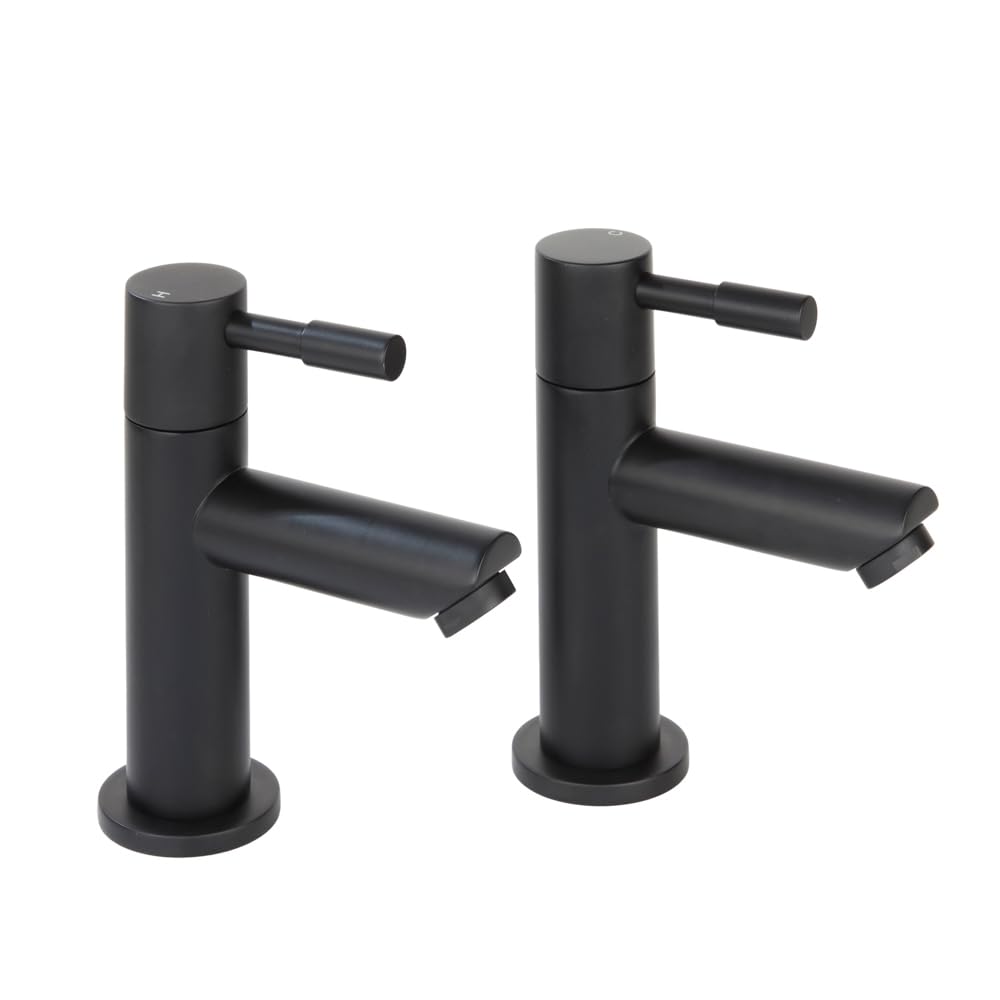 Milano Black Nero Bathroom Bath Pillar Taps