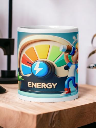 Image of Better Gift Flowers Energy Meter Mug, Round Shaped Multicolor Themed Coffee Mugs, Mug for Gifting, Gifting Items for Family, Friends & Closed Ones