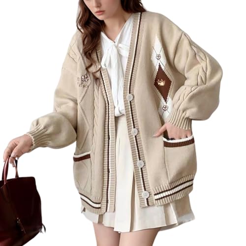 Image of Chevara Women's Cute Sweet Cardigan Sweater Kawaii School Uniform Button Long Sleeve V-Neck Knitted Outerwear