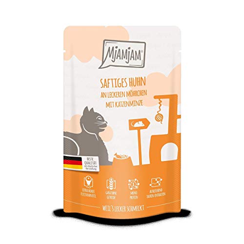 Katzen Nassfutter: Saftiges Huhn an leckeren Möhrchen -12er-Pack, hoher Fleischanteil
