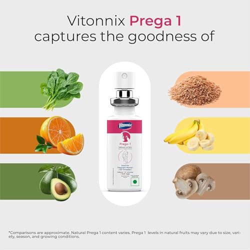 Image of Prega-1 Sublingual Oral Spray Supplement | Under the Tongue | Supports Pregnancy | Prenatal Supplement for First Trimester | Folic Acid, Vitamins B1, B6, B12, C, D2 & E | 20ml | 1 Month Supply