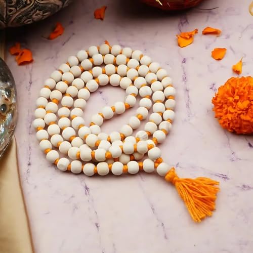 Image of Mathura Original Tulsi Japa Mala (108 Beads) | Handmade 16 inch Tulsi Kanthi Mala for Pooja & Wearing (7 mm Bead Size)