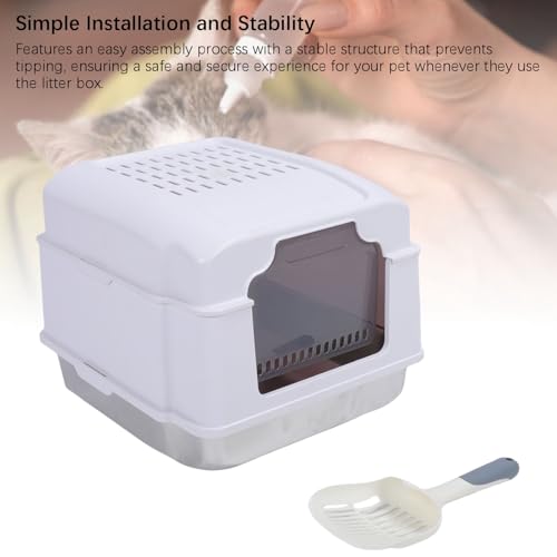 Caja sanitaria cerrada para gatos de acero inoxidable grande miniatura 6